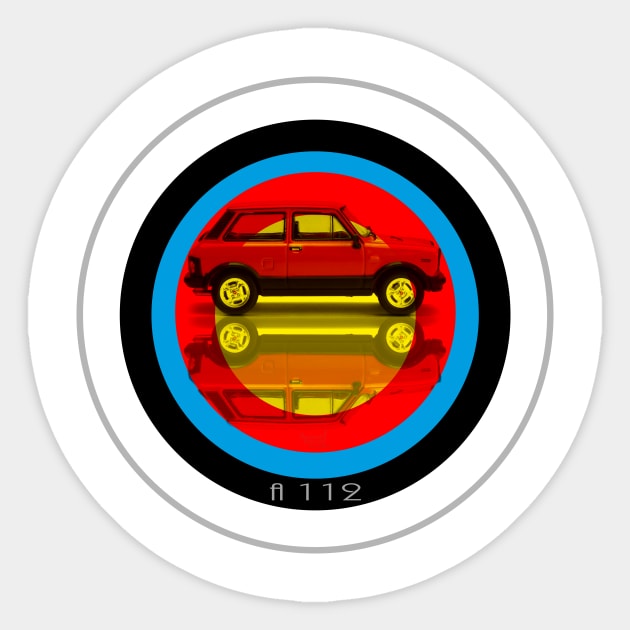 Autobianchi A112 on target Sticker by AaaahEeeekStudio